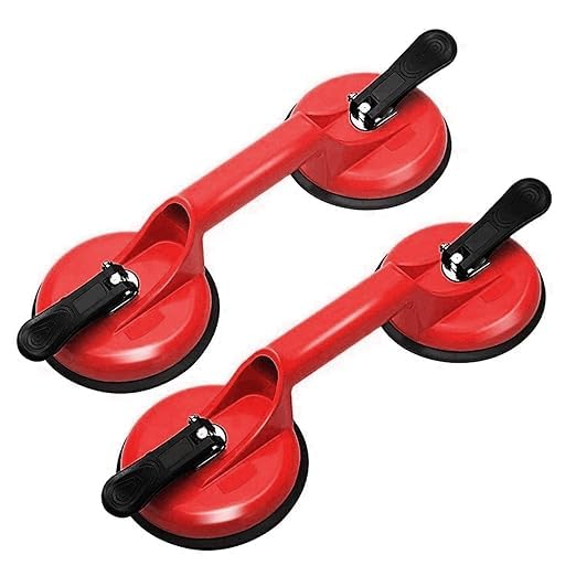 SHOPOLIFE Premium Suction Two Cup Head Glass Carrying Handle Lifter Puller Heavy Duty Metal Body 100 Kg Capacity Tile and Glass Lifter Vacuum for Glass Table, Granite, Plate (2Pc and Multi Colour)-image-35