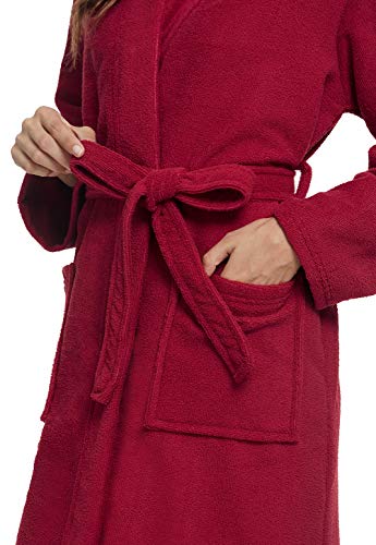 Vislivin Womens Lightweight Bathrobe Soft Kimono Robes Terry Cloth Bathrobe Knee Length Bath Gown Wine Red L #TOP4