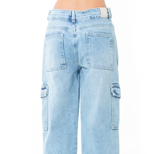 Girls Cargo Pants High Rise Jeans Pacific Blue- Teen Jeans for Casual Occasions3