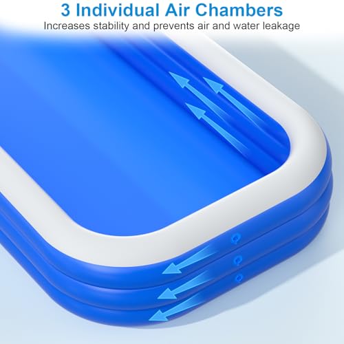 Image of Extra Large Inflatable Swimming Pool for Adults - 180'' x 76'' x 22'' Extra Large Blow-Up Pool Oversized Thickened Family with Pump, 15FT Extra Long Inflatable Pools for Backyard, Easy Set Big Pool