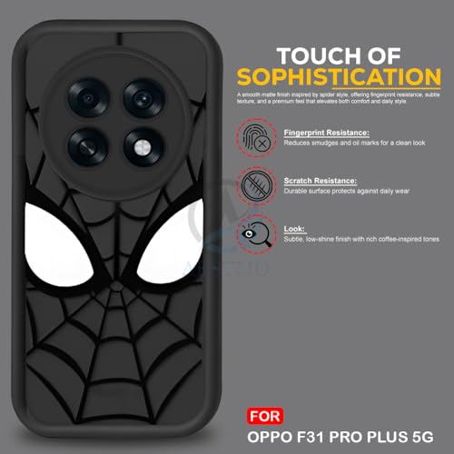 Image of AESTMO Back Case Cover for Oppo F31 Pro Plus 5G Cover | Spidey Face Mask Design | Silicone Case | Full Body Protection | Camera Protection Back Cover for Oppo F31 Pro Plus 5G (Black)