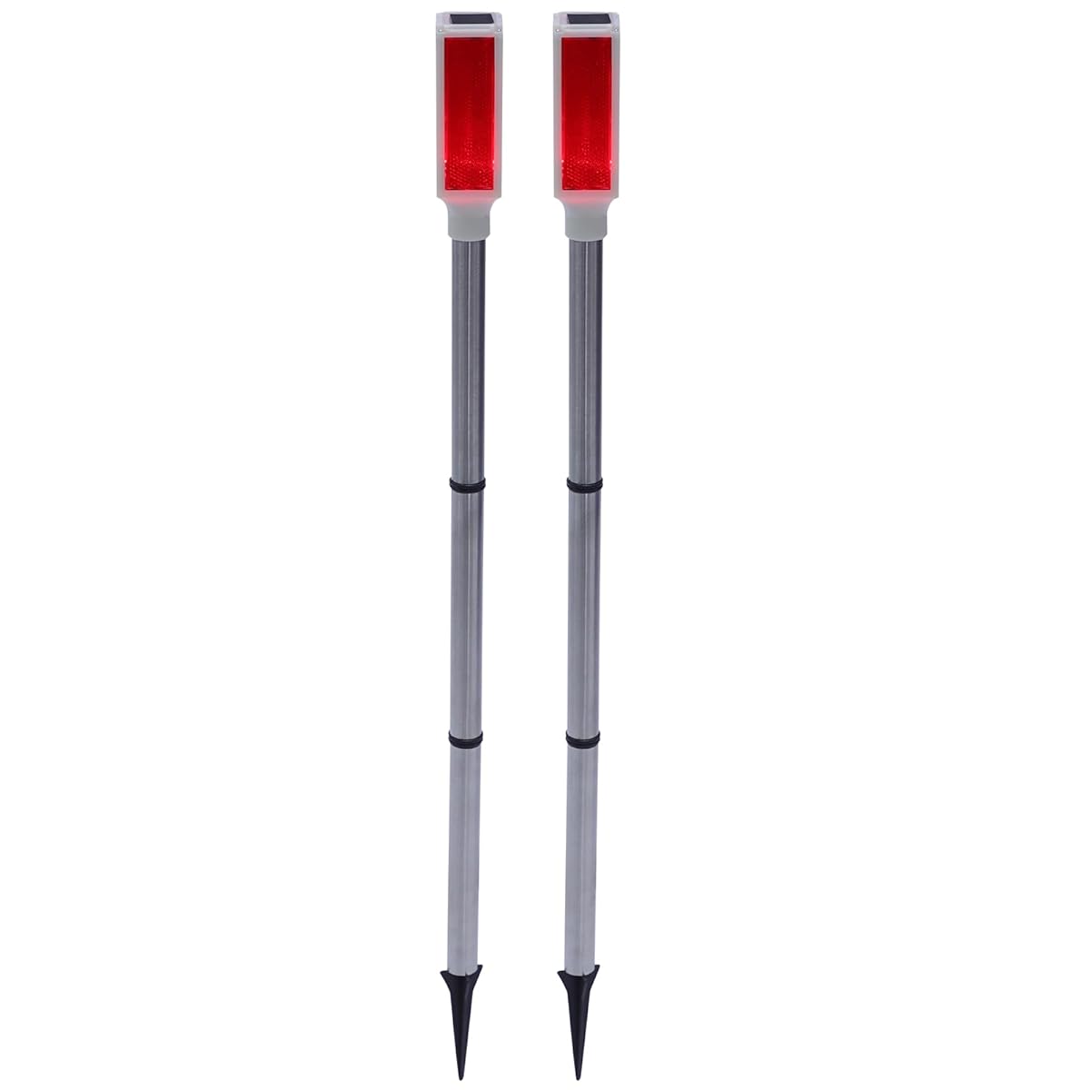 Image of DOITOOL 2 Pcs Driveway Markers Solar Powered, 30 Inch Reflective Red Driveway Reflectors on Poles for Snow Road Outdoor Yard Parking Lots Strobe Warning Landscape Lighting