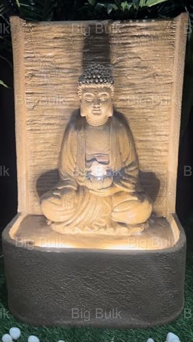 Image of Big Slate Buddha Fountain for Living Room Home Decor Garden Decoration and Drawing Room Indoor Outdoor Home Decor(38L x 27W x 60H)
