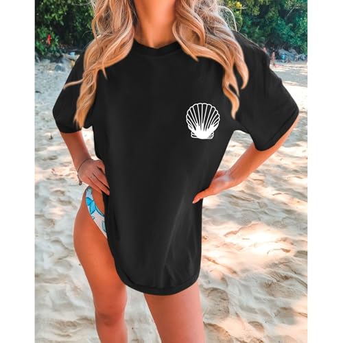 Image of Hawaiian T Shirts for Women Oversized Aesthetic Hibiscus Flower Beach Shirt Teens Preppy Tropical Graphic Tee Tops