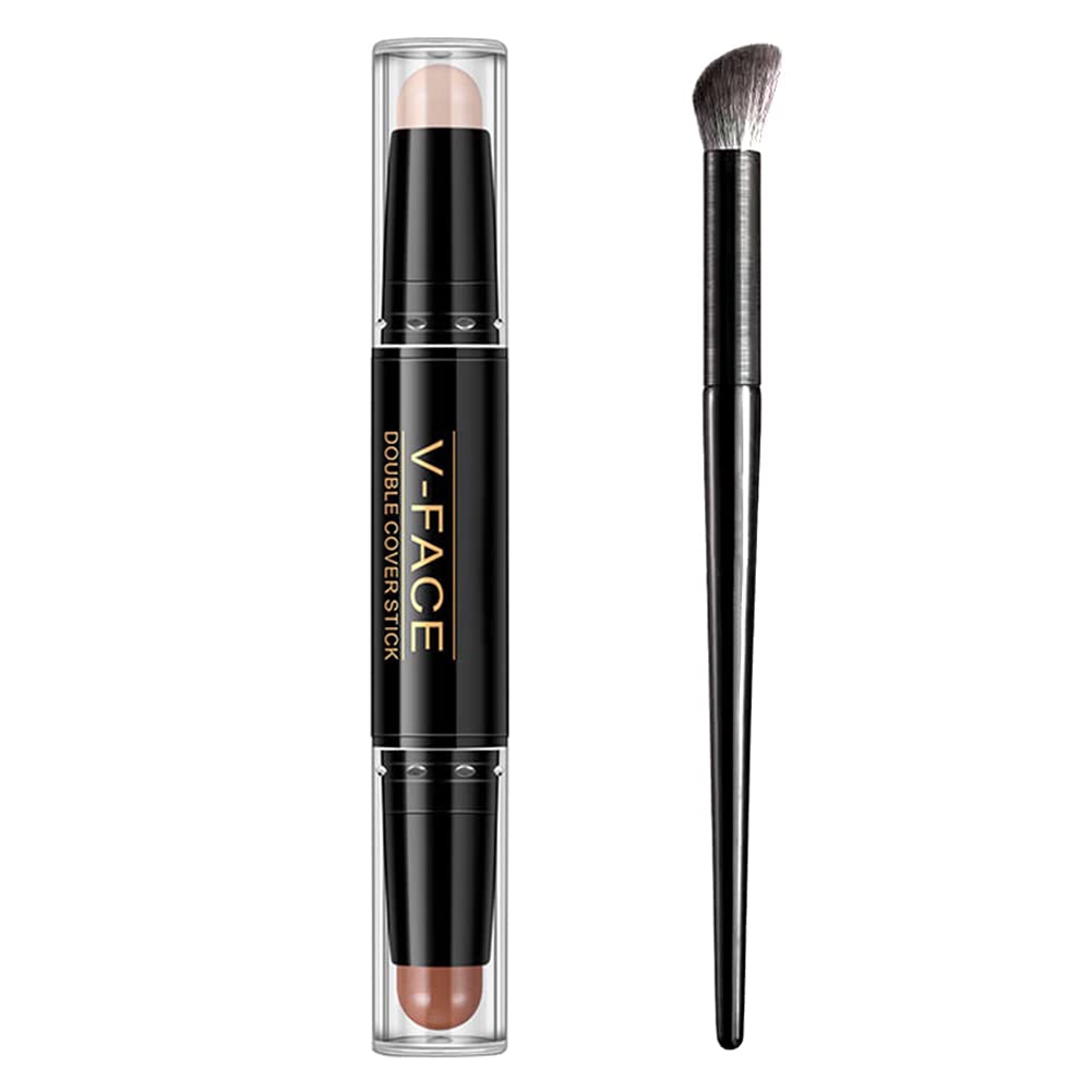 Barra de contorno 2 en 1, Dual-Ended Contour Stick, barra de resaltado, lápiz corrector de contorno de doble cabezal, maquillaje de corrección, Esculpir y Destacar lo Mejor