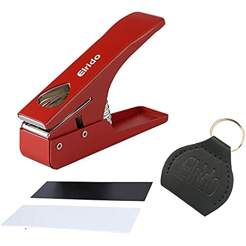 Elrido DIY Guitar Picks Punch Pick Maker to Make Your Endless Guitar Picks Puncher Tool Kit, 2 Pick Strips Sheet, Leather Key Chain Picks Holder - Guitar Picks Punch Tool Guitar Picks Cutter (Red) Cover