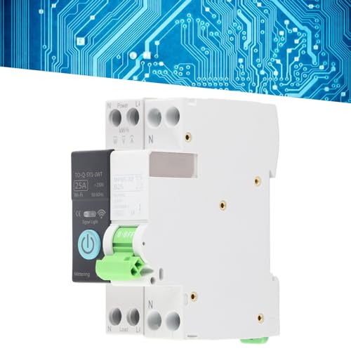 Disjuntor Miniatura WiFi, Interruptor do Medidor de Energia, 1P + N 25A AC 230V, Disjuntor de Montag