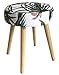 Keyhome - Taburete de Tela Decorado con Palmas y Patas de Madera - Altura 40 cm