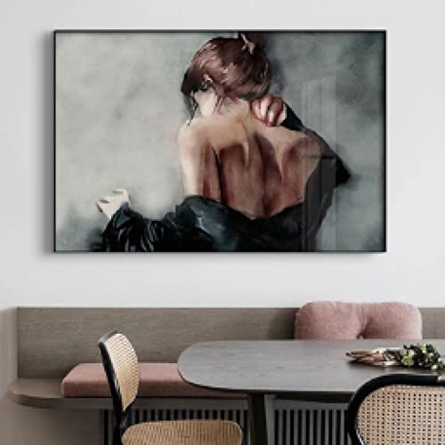 Portrait toile peinture figure art abstrait mince fille de dos