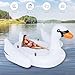 GYMAX Pool Float, 4 Person Inflatable Floating Swan Island with Built-in Cup Holders, Electric Pump & Mooring Rope, Tanning Pool Lounger Raft for Adults, Lake, Beach, River