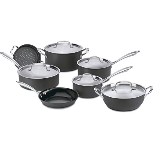 Cuisinart GG-12 GreenGourmet Hard Anodized 12-Piece Set, Black/Stainless Steel