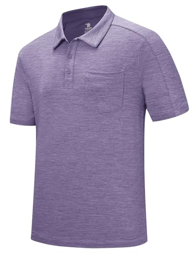 Image of Rdruko Men's Polo Shirts Short Sleeve Quick Dry Outdoor Golf Sports Shirts with Pocket
