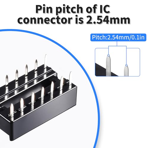 FOCMKEAS 10 Pcs 16 Pin IC Socket,2.54mm Pitch Pins Soldering DIP IC Chip Socket Adaptor for PCB Board Design, Breadboard Project
