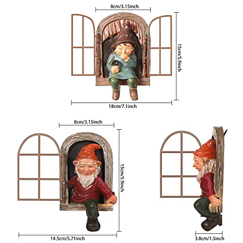 2 Pieces Tree Gnome Statue Elf Out The Door Tree Hugger Garden Peeker Yard Art Tree Sculpture Tree Gnome Decoration Outdoor For Patio Yard Lawn Porch Ornament (Classic Style) #TOP1
