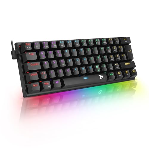 Defender Cairon Ultrakompakte mechanische Tastatur 61 Tasten Doppeleinspritzung + Hot Swap auf OUTEMU Red-Schaltern + abnehmbares Typ-C-Kabel