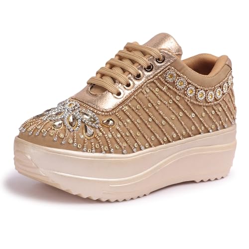 Image of Vendoz Women Wedding Hand Embroidery Bridal Sneakers CNV4031