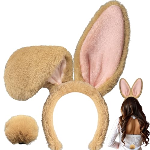 KHC-KHF Easter-Headband Bunny-Headband Halloween-Headband Plush Rabbit Ear Costume Headband Tail Accessories Party Makeup Birthday Favors Kids Adult Headwear