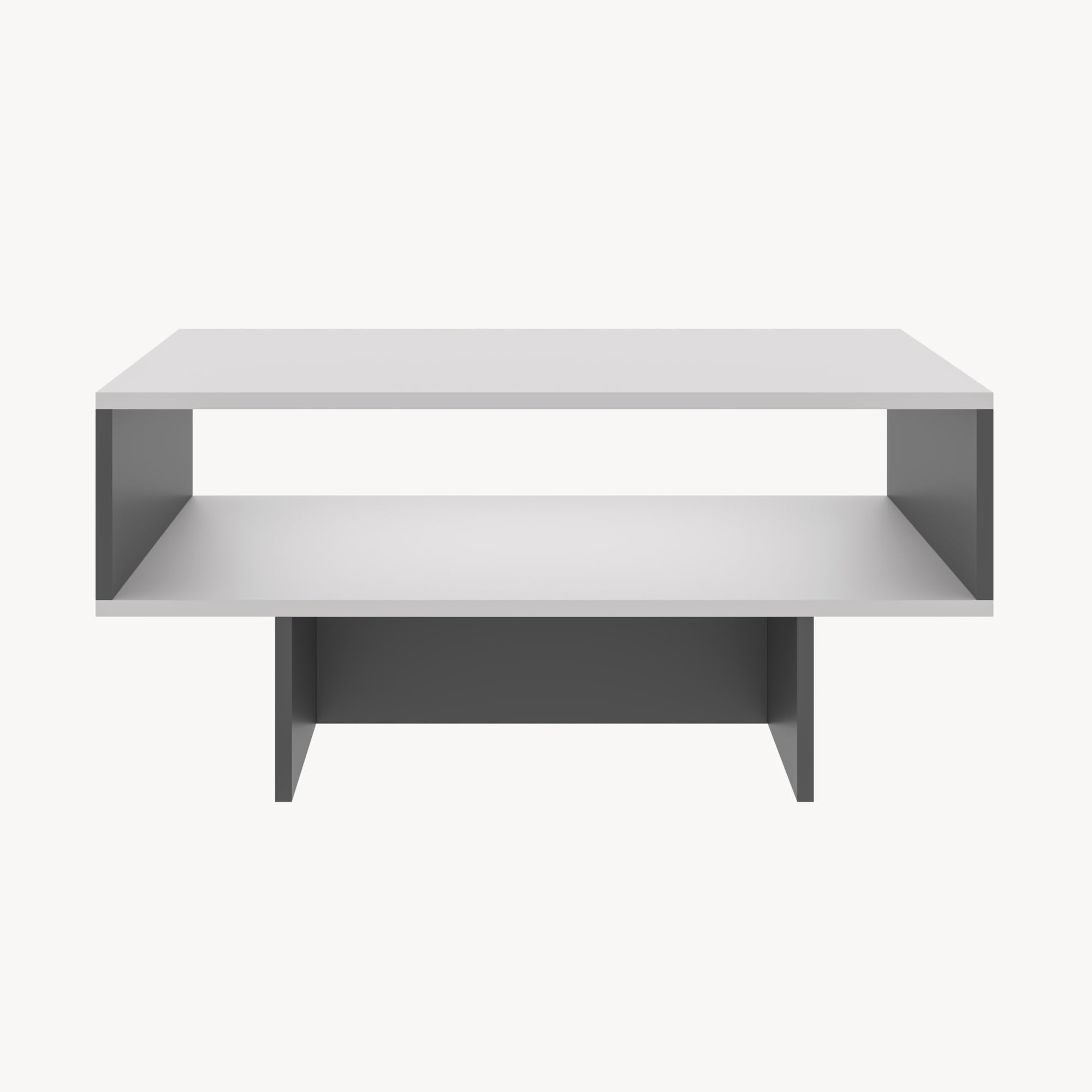 [en.casa] Tavolino da Salotto (AxLxP): 36,4 x 80 x 45 cm Tavolino Basso da Divano Tavolino a 2 Piani di Appoggio Rettangolare - Bianco/Antracite