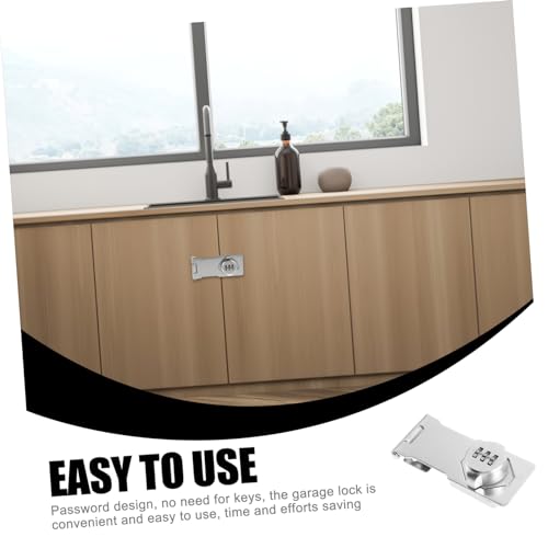 Image of Mechanical Password Rotary Hasp Lock, Keyless Security Latch for Small Doors, Cabinets, Barn Doors, Bathrooms, Outdoors, Garages, and Gardens - Silver Iron Design