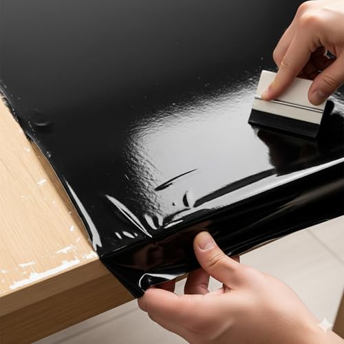 Image of Gloss Black Vinyl Wrap Film Roll - Made with 3M 2080 Series - 8 in x 25 ft Car Wrap for Chrome Delete, Trim & Emblems - Stretchable Air-Release Auto Vinyl (Gloss Black, 8 in x 25 ft)