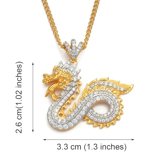 Cubic Zirconia Dragon Pendant Necklaces for Women Chinese Elements Jewelry Mascot Ornaments Lucky Symbol-A093