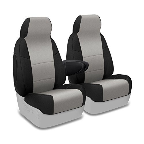 Coverking Custom Fit Front 50/50 Bucket Seat Cover For Select Ford E-Series Models - Neosupreme (Gray With Black Sides) #TOP14