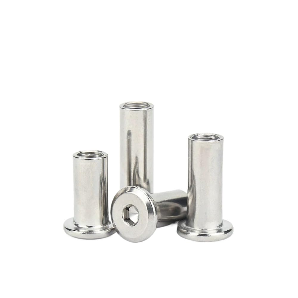 M3 M4 M5 M6 M8 M10 Nickel Rivet Cap Nuts Hex Socket Furniture Connector Barrel (100,M6 x 45mm)