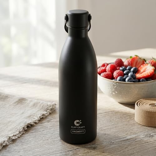 Image of Clay Craft Meko Double Wall|18 Hours Hot and 24 Hours Cold Water Bottle Vacuum Insulated Flask Bottle|680ml, Steel Bottles for Travelling|BPA-Free|Leak Proof|BIS Certified|1Year Limited Warranty