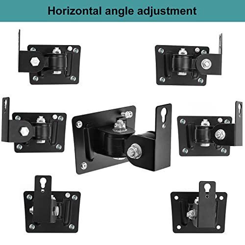 Mippko 2 Pack Speaker Wall Mount Holder For Small Speakers，Bookshelf Speaker Surround Sound Speaker Mount,180°Adjustment Metal Bracket,Hold Up 11 Lbs, Black #TOP4