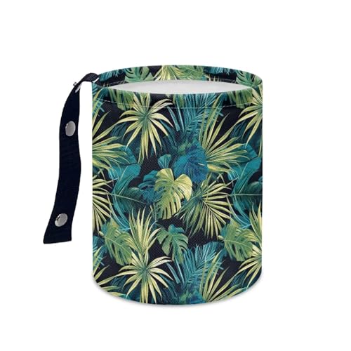 Image of Green Leaves Trash Bag for Car Vehicle Trash Can Waste Basket Collapsible Reusable Leak Proof Auto Organizer Road Trip Must Haves for Kids