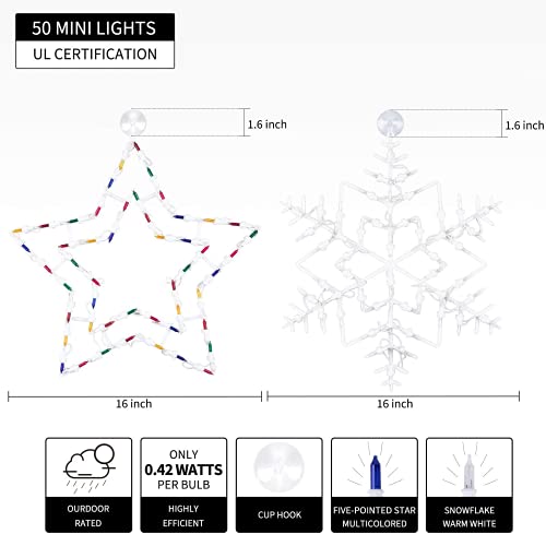 15.6 Inch Christmas Window Silhouette Lights Decorations Pack Of 2 Lighted Star And Snowflake Christmas Window Lights For Holiday Indoor Wall Door Glass Decorations #TOP4