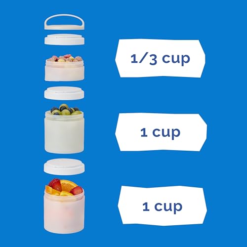 Image of Whiskware Stackable Snack Containers for Kids and Toddlers, 3 Stackable Snack Cups for School and Travel, Blue
