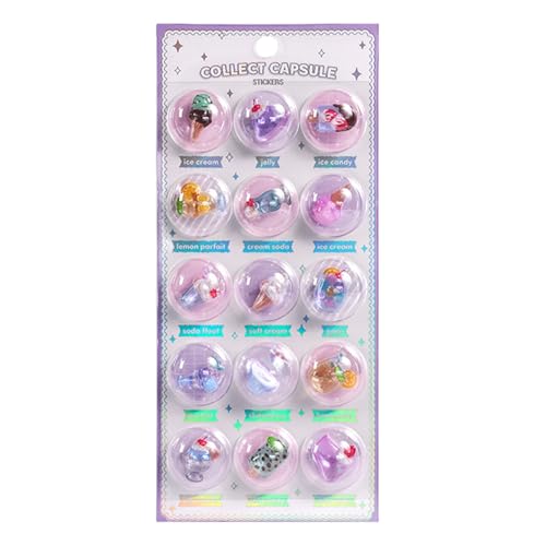 ぷくぷくシール ご褒美シール 宇宙探査 月と星 幽霊 3Dカプセル型 樹脂ステッカー DIY用 手帳用 DIY用 手帳用 かわいい 立体泡 子供用モチベーションアップ、プランナー、ジャーナル、ノートパソコン、電話ケース、ウォーターボトルの装飾用