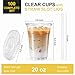 VITEVER [100 Sets - 20oz] Clear Plastic Cups with Lids and Straws, Disposable Cups for Iced Coffee, Smoothie, Milkshake, Cold Drinks