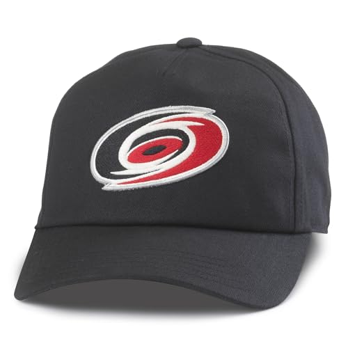 AMERICAN NEEDLE Unisex Carolina Hurricanes Officially Licensed NHL Roscoe Adjustable Snapback Baseball Hat (EM009A-CAH-BLK)