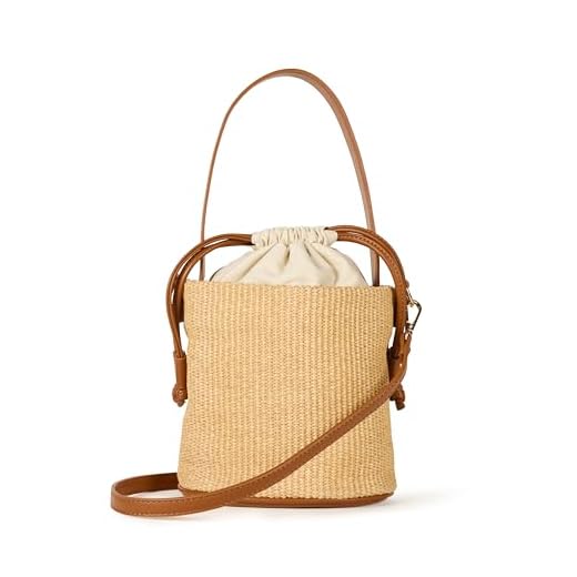 The Drop Women's Dallas Bucket Bag, Cognac/Natural Straw