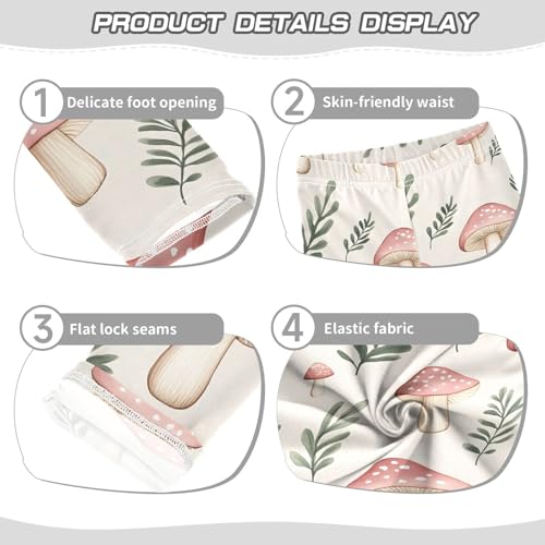 ALAZA Girls' Leggings Children's Yoga Pants Skinny Printed Dance Pink Mushrooms Grass Comfortable 4T2