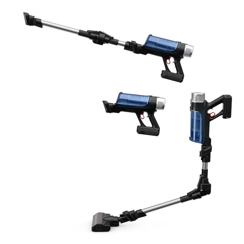 Rowenta X-Force Flex 9.60 Allergy Aqua kabelloser Akku-Stabstaubsauger, herausnehmbarer Akku, Staubsauger kabellos bis zu 45 Min. Laufzeit, kompakt, Flex-Gelenk, blau-schwarz, RH20C4WO