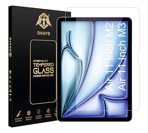 Image of OHAYO 9H Military Strength Car Display Screen Protector for iPad Air 11 Inch M3 / M2 (2024) - Ultra Hard Scratch Resistant Film, HD Clear, Bubble-Free, Not Tempered Glass, Tough Protective Layer for Car Screens
