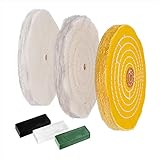 POWERTEC 71631 6 Inch Bench Grinder Buffing Wheel Kit w/ 3pcs Polishing Compound Set Including...