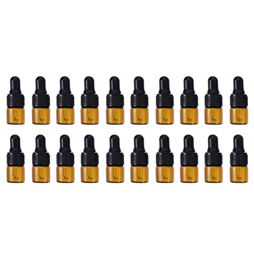 Lurrose 50 Unidades de 1 Ml de Óleo Essencial Marrom Frascos de Vidro Frascos de Loção Gotejadora de