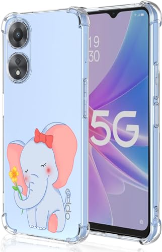 WOKEZ Transparent Stöttåligt Fodral för Oppo A78 5G med Elefant