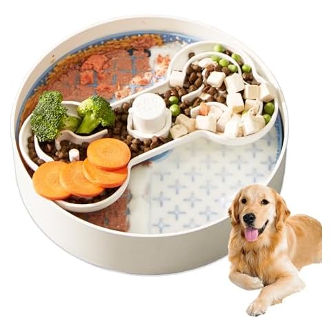 Puzzle Feeder Large Dog Food Bowls Slow Feeder, Detachable Large Dog Slow Feeder Bowl Large Breed, Non-Slip Interactive Plastic Slow Eating Dog Bowl 9.8” (Blue) Cover