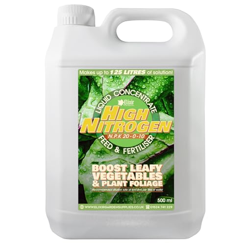 Elixir Gardens High Nitrogen Liquid Fertiliser All Season For Fruit, Flowers and Lawns | Various Sizes 1-10L | Produces 2500L of liquid feed | 500ml Bottle