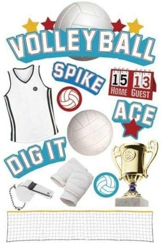Paper House Volleyball Dimensional 3D Scrapbook Stickers (1-Pack), stcx-0175e