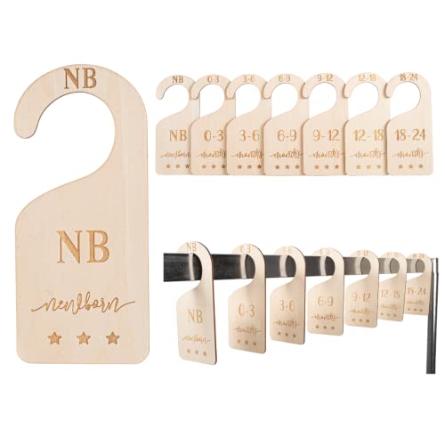 Image of Beautiful Baby Closet Dividers - Baby Clothes Organizer Double-Sided Gender Neutral - Nursery Decor Neutral Premium Birch Wood - Nursery Storage & Organization Boho Closet Dividers from NB to 24 M
