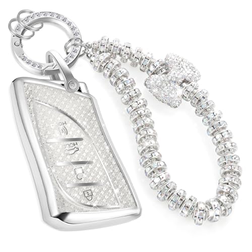Image of Car Key Fob Cover for Lexus, Rhinestone Wristlet Case, White
