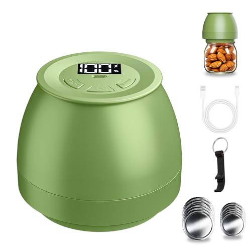Image of Zivif Electric Mason Jar Vacuum Sealer, Rechargeable Vacuum Sealing Kit for Wide & Regular Mouth Mason Jars, Automatic Jar Sealer for Canning and Food Storage, Includes Lids & Accessories, Green