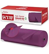 Plastic Table Cloth, 110 Ft X 54 in Plastic Table Cloth Disposable Purple Tablecloth with Any Cut...