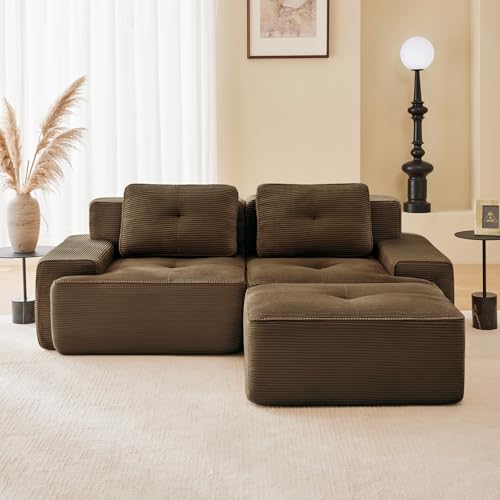 Image of Corduroy Modular Sectional Sofa, Oversized Cloud Couches for Living Room